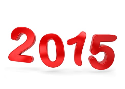 2015 text. 3d illustration isolated on white background