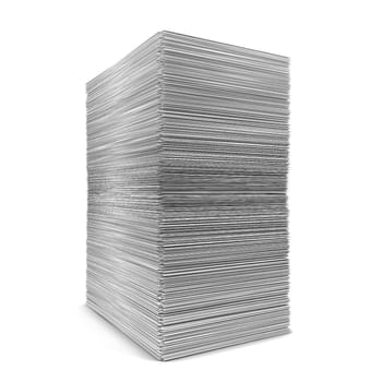 Big paper stack. 3d illustration isolated on white background