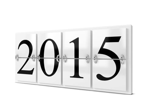 2015 year counter. 3d illustration isolated on white background