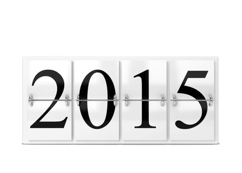 2015 year counter. 3d illustration isolated on white background