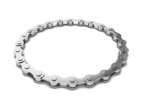 Bike chain. 3d illustration isolated on white background