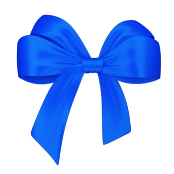 Blue bow. 3d illustration isolated on white background