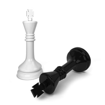 Chess king defeated. 3d illustration isolated on white background