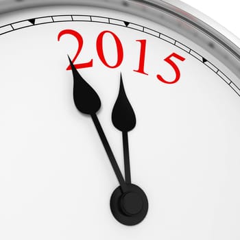 2015 on a clock. 3d illustration isolated on white background