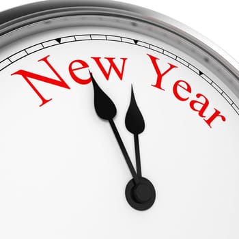 New year on a clock. 3d illustration isolated on white background
