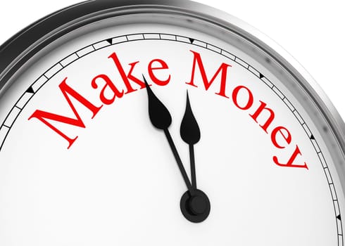 Time to make money. 3d illustration isolated on white background