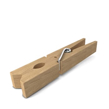 Wooden clothespin. 3d illustration isolated on white background