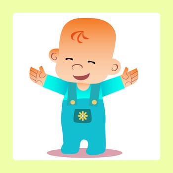 Happy baby revealed handle wants to cuddle. Childhood and motherhood