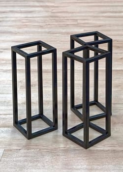 Real 3d shapes made from black metal