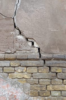 Cracked wall at house after earthquake