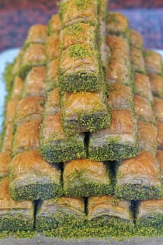 Baklava with pistachio middle east turkish cuisine