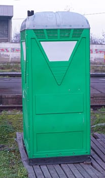 Temporary portable green toilet cabin