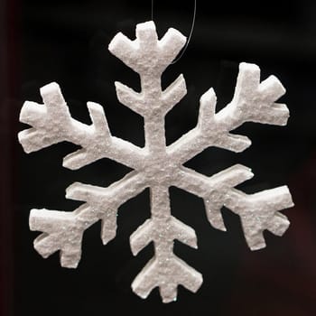 White polystyrene snowflake for Christmas decoration