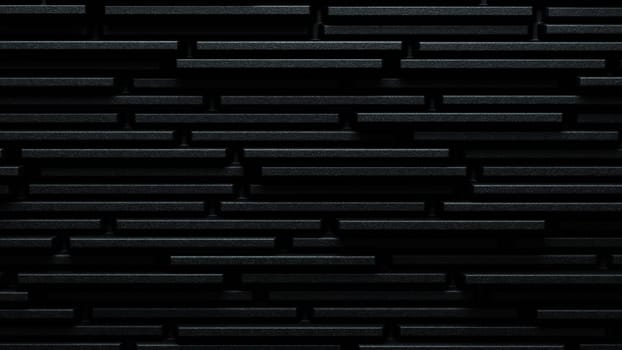 abstract geometric 3d illustration design of dark black geometric stone wall brick pattern background