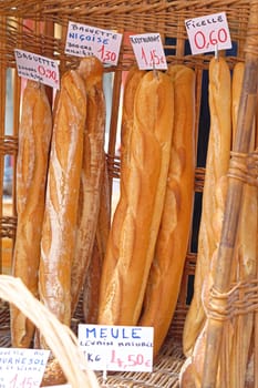 Baguette bread in french bakery