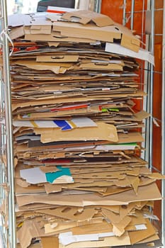 Carboard carton material stacked for recycling