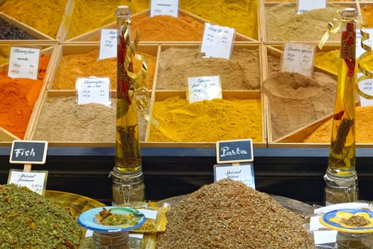 Various mix spices at french market