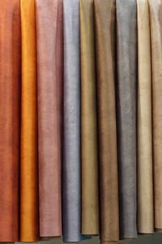 Textile linen material colour samples
