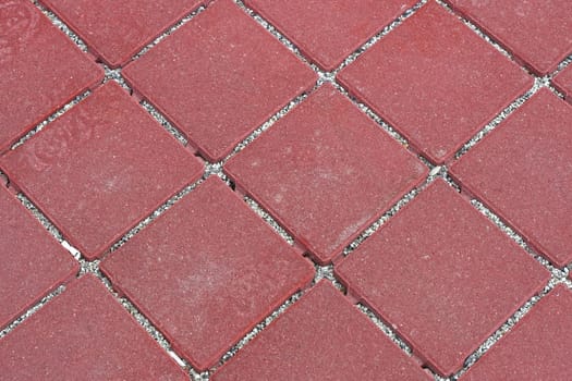 Red mosaic stone outdoor patio floor tiles