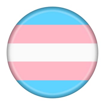 A Transgender Pride flag button blue white pink stripes 3d illustration with clipping path