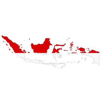 An Indonesia map on white background with clipping path