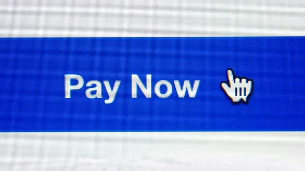 Smartphone screenshot display of PAY NOW text on white background