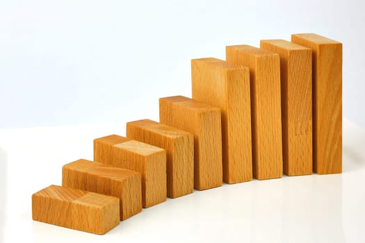 ascending diagram with wooden blocks