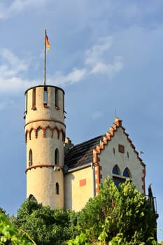 Miniature castle lick cone in the middle of the vineyard