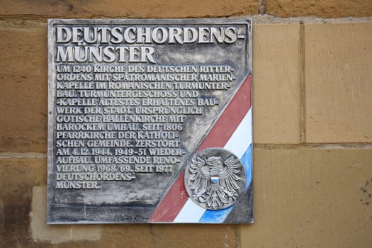 Heilbronn, Baden-Württemberg / Germany - 23 06 2020: Information board for the sight in Heilbronn