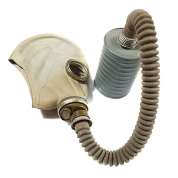 Old vintage gas mask on a white background.