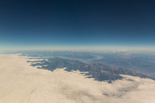 Mountain landscape view from an airplane