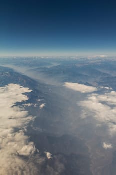 Mountain landscape view from an airplane
