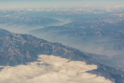 Mountain landscape view from an airplane
