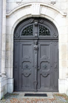 a beautiful wooden door of an old house