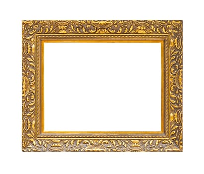 Rustic gold frame isolated on white