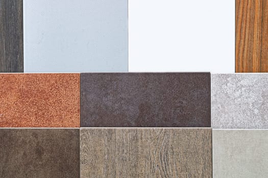 Ceramic tiles in various patterns and earth colors