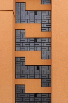 Decorative glass brick blocks at building