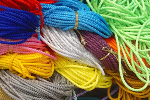 Various color decorative ropes and yarns