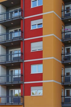 New condo building with colourful facade