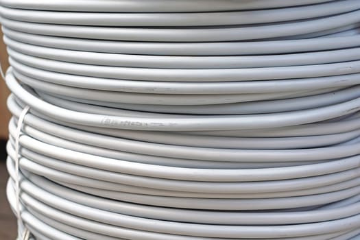 Big coil of electric power cables