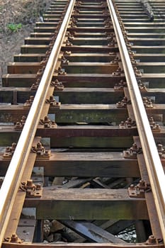 Vanishing perspective over rail bridge railway