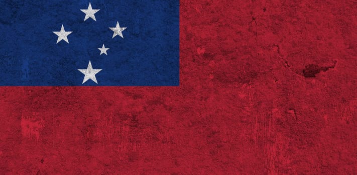 Flag of Samoa on weathered concrete
