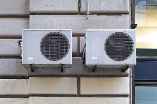 Two external air conditioner device units