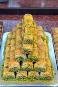 Baklava with pistachios middle east turkish cuisine