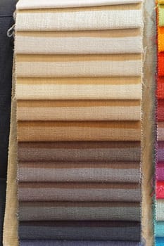 Textile linen material earthy colour samples