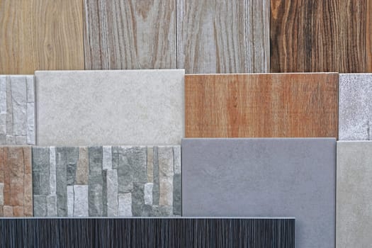 Ceramic tiles in various patterns and earth colors