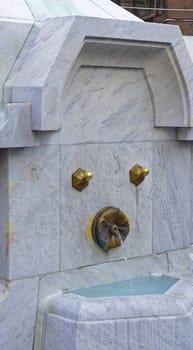 White marble drinking water fountain