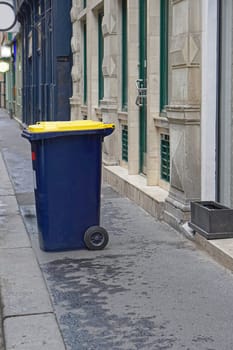 Garbage bin at street waiting for collection