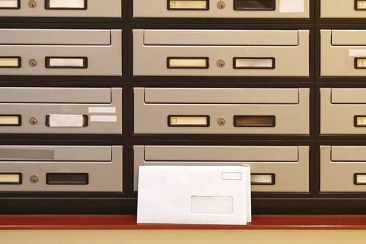 Mail letter and post boxes in residential building