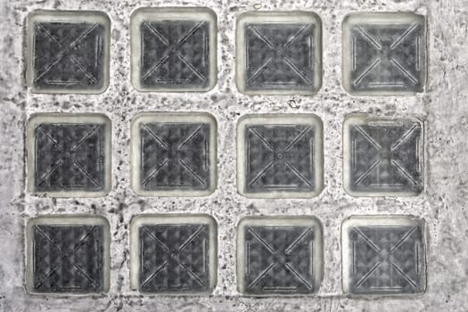 Clear glass blocks in floor pavement